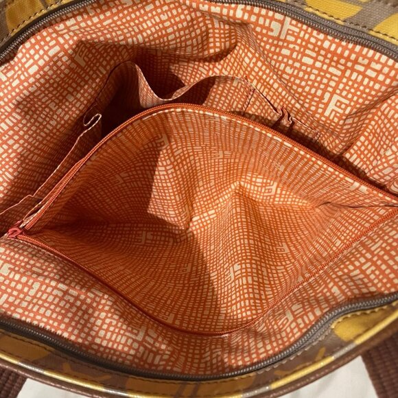 Fossil Key-Per Yellow & Gray Ladybug Print Tote Bag Purse - Picture 9 of 11